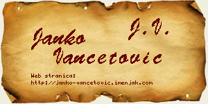 Janko Vančetović vizit kartica